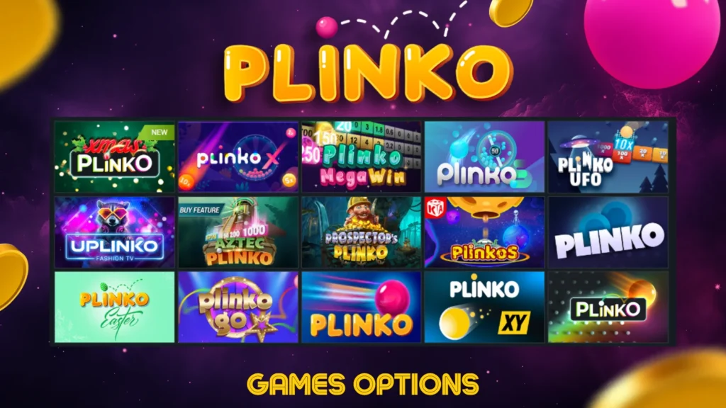 Plinko игровое поле — пирамида пинов с шариком